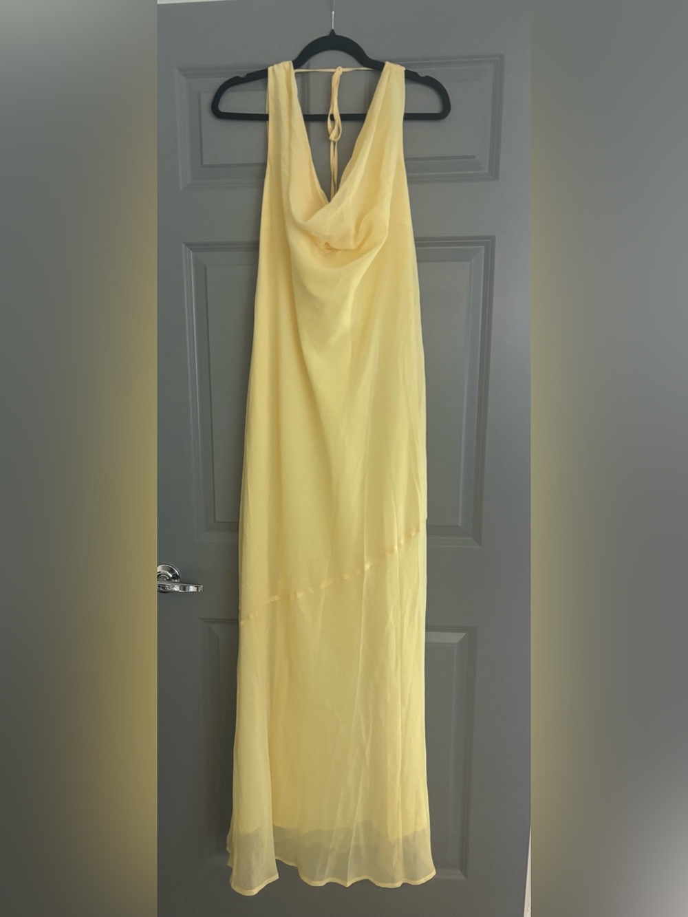 PepperMayo NWT Yellow Chiffon Cowl Neck Maxi Dress